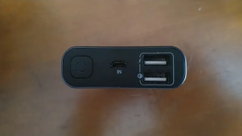 Input and output ports of a powerbank
