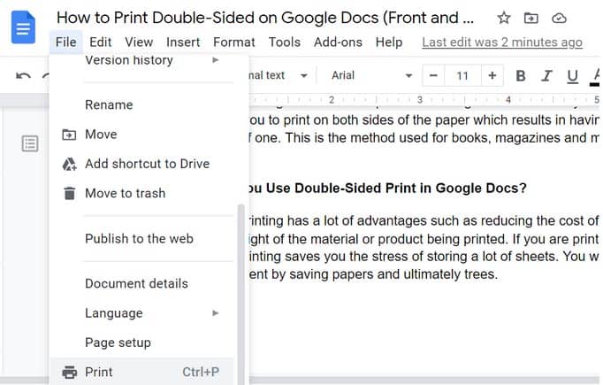 How to print double sided on Google Docs (front and back) - Turbo ...