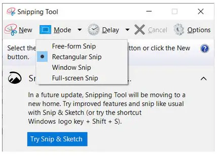 How to screenshot part of screen in Windows 10